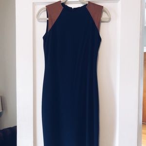 Ralph Lauren Navy and Brown Leather Dress